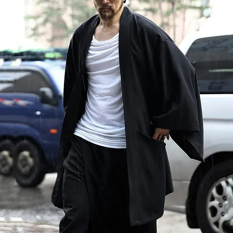 Esprit du Japon veste kimono homme noire col croisé