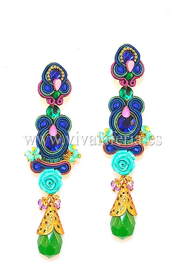 VIVA LA FERIA Manila Azul boucles d’oreilles flamenca artisanales