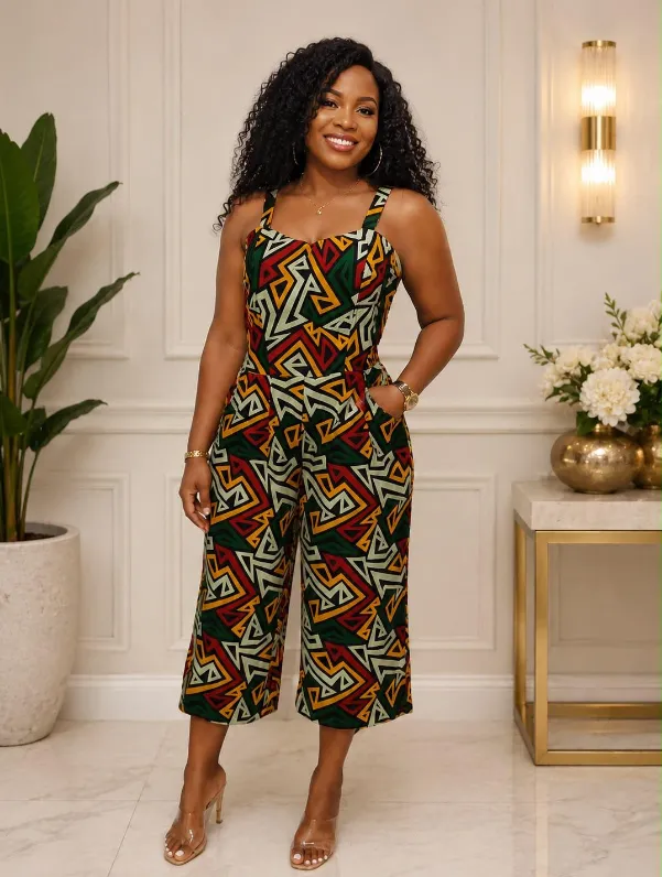 KAVAZI Combinaison africaine femme avec étole