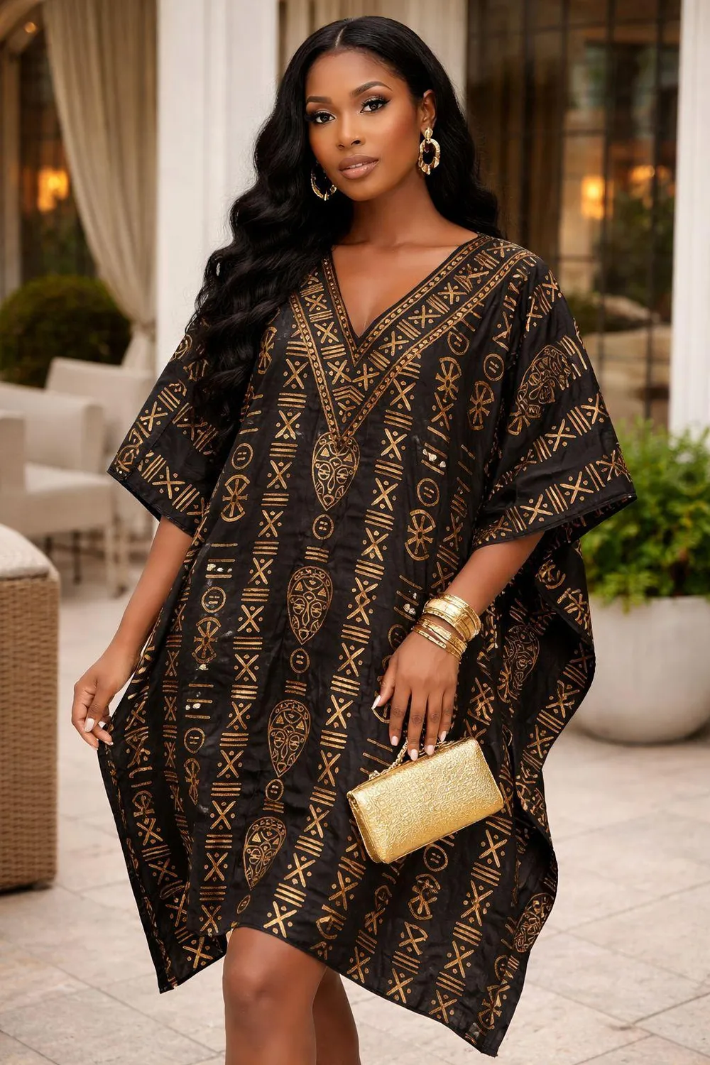 KAVAZI caftan court femme coupe ample légère