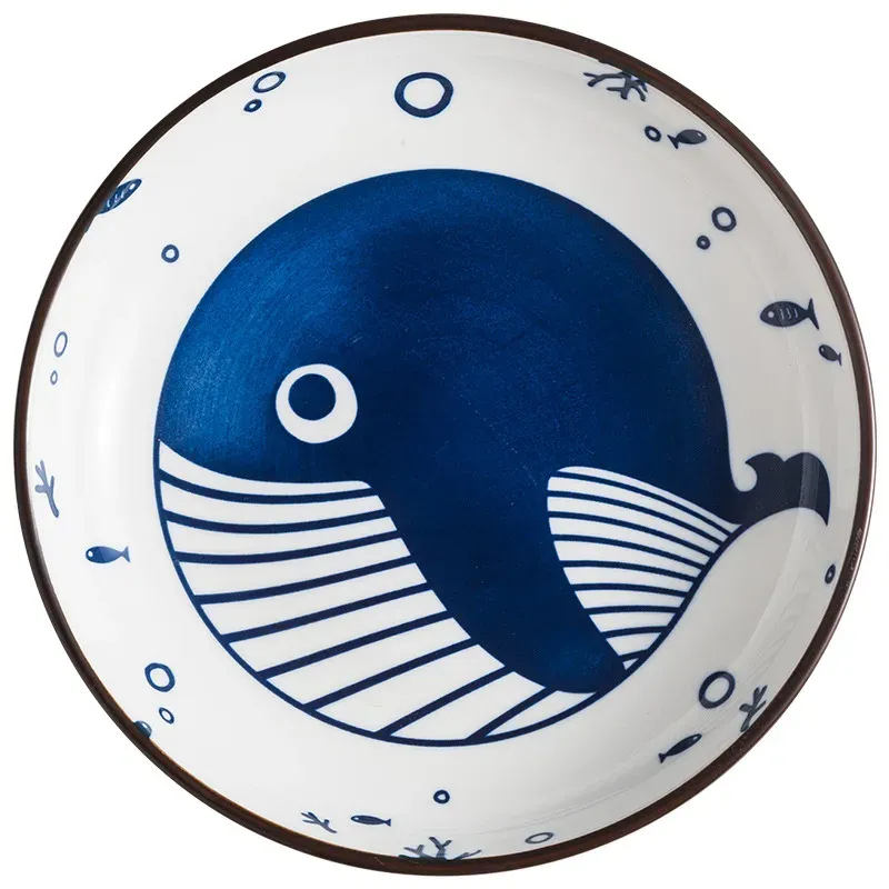 Japon Style Baleine assiette japonaise creuse vagues