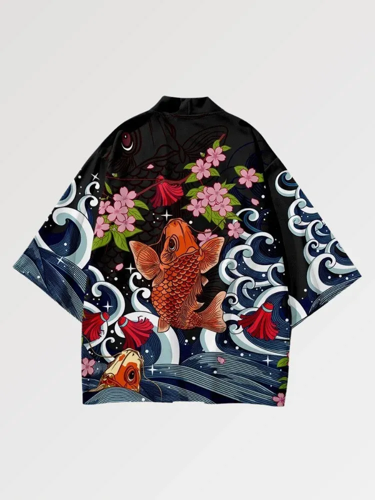Japon style Haori Tokyo ‘carpe Koi X Sakura’ veste