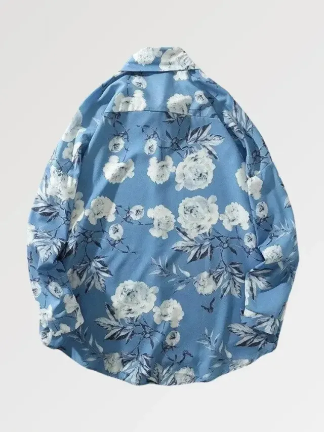 Japon style Chemise Homme Oversize Bleu anami