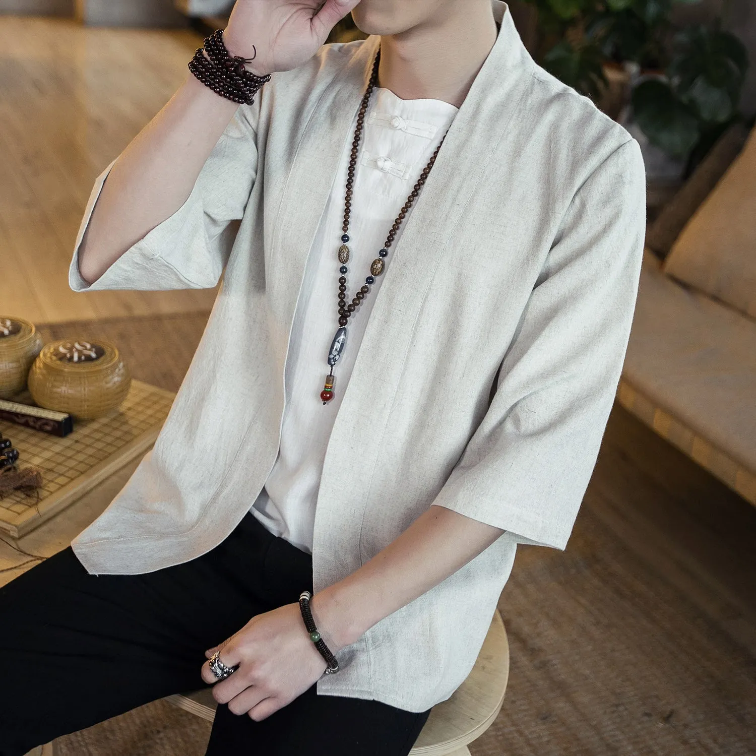 Esprit du Japon cardigan kimono homme ample uni