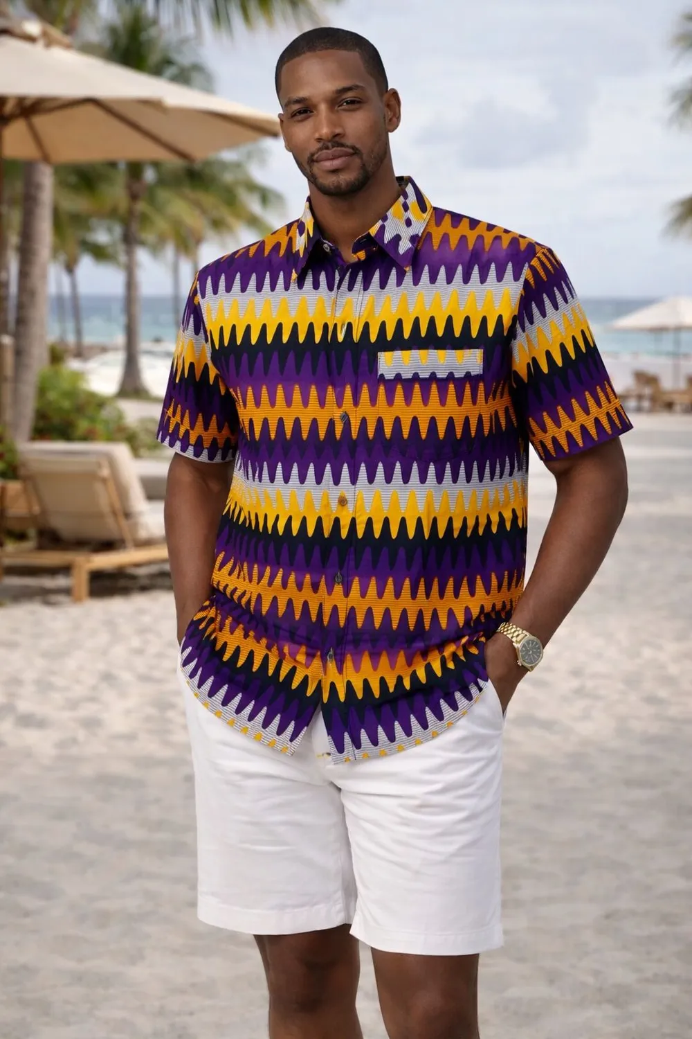 KAVAZI Men Short Sleeve Shirt chemise homme