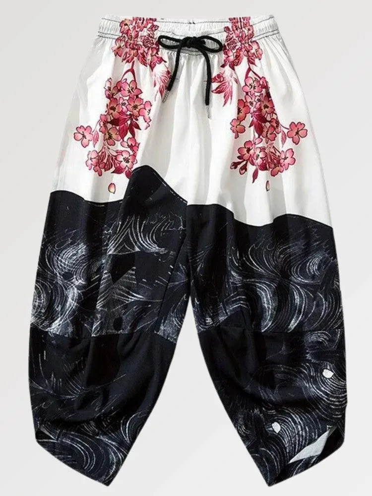 Japon style Tsushima pantalon motif japonais coupe ample