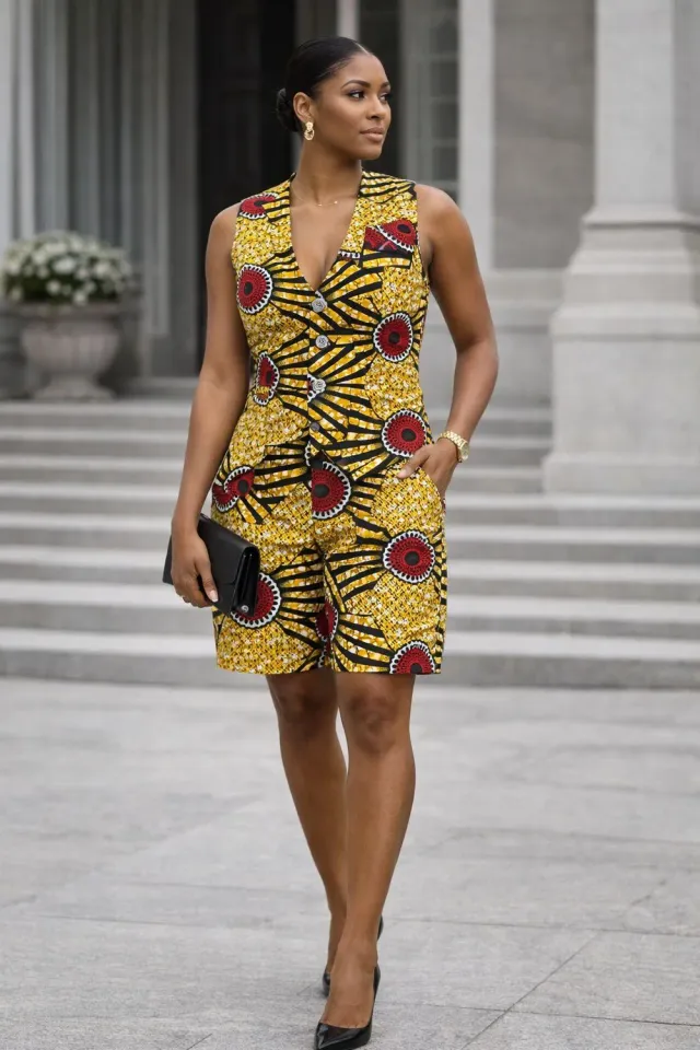 KAVAZI Vest Coat And Short Set ensemble femme trois pièces