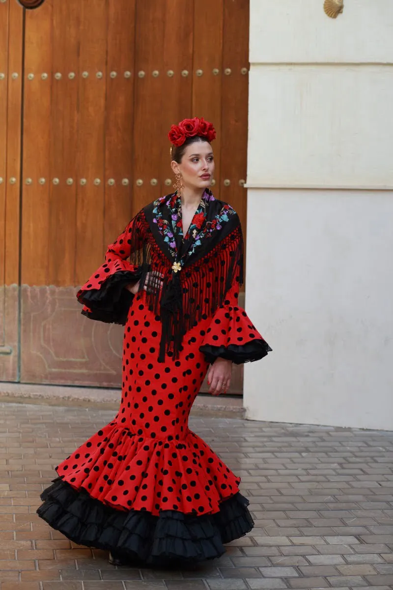 Viva La Feria Cristina robe gitane rouge et noir