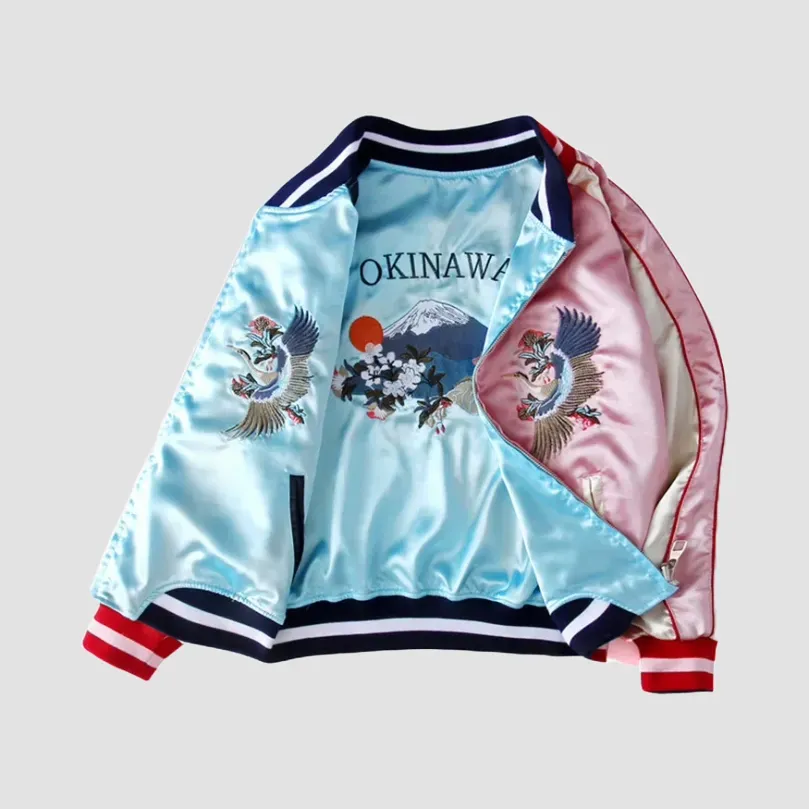Japon style veste sukajan réversible motifs