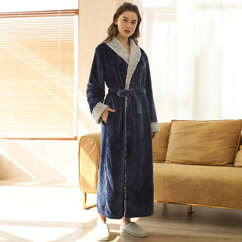 Esprit du Japon Peignoir Femme col châle polaire ceinture