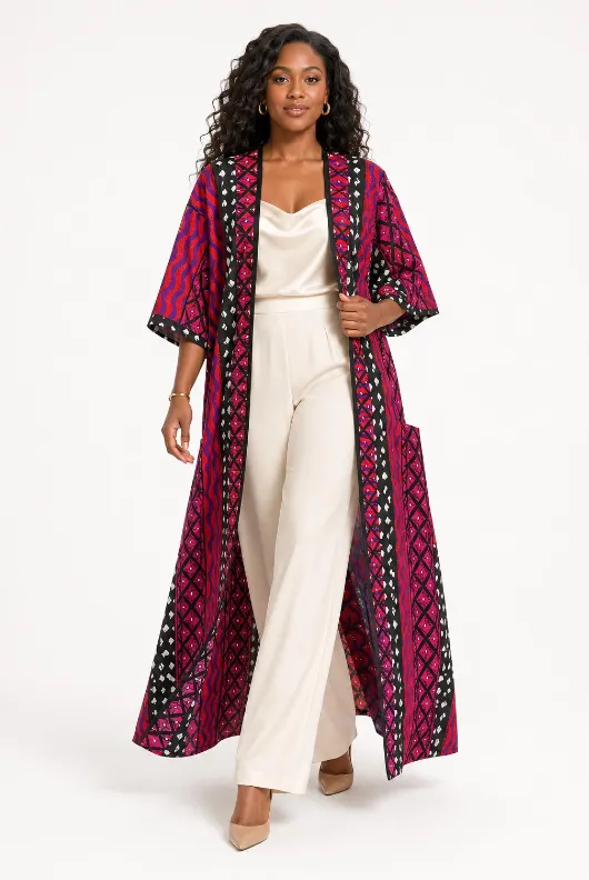 KAVAZI Duster long femme imprimé africain