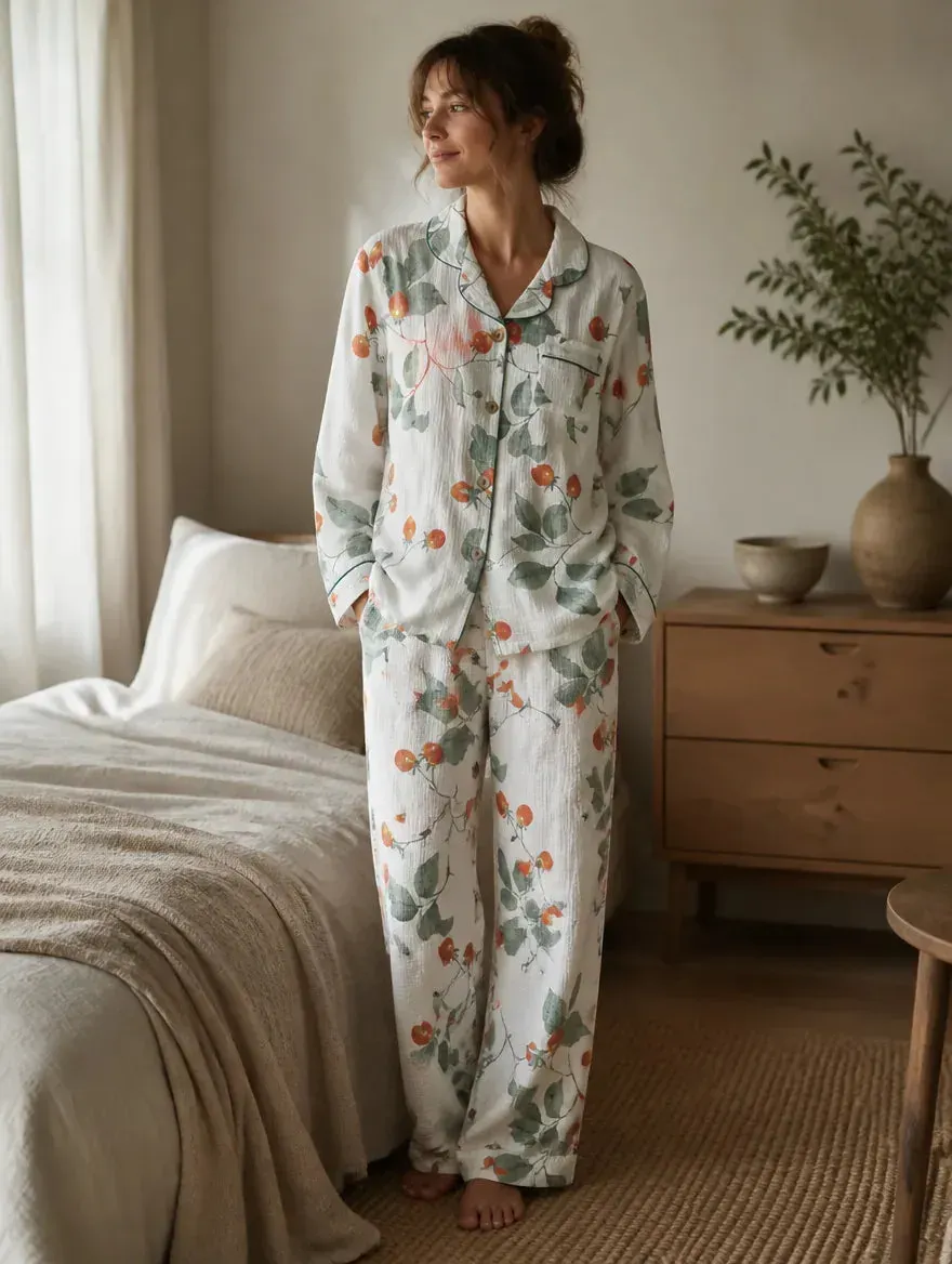 Esprit du Japon Pyjama Kimono Femme gaze coton imprimé