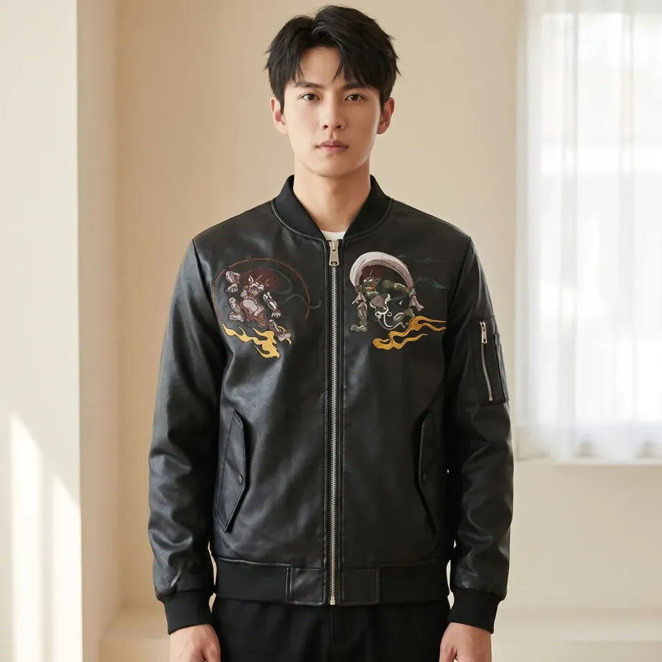 Esprit du Japon Blouson sukajan similicuir brodé