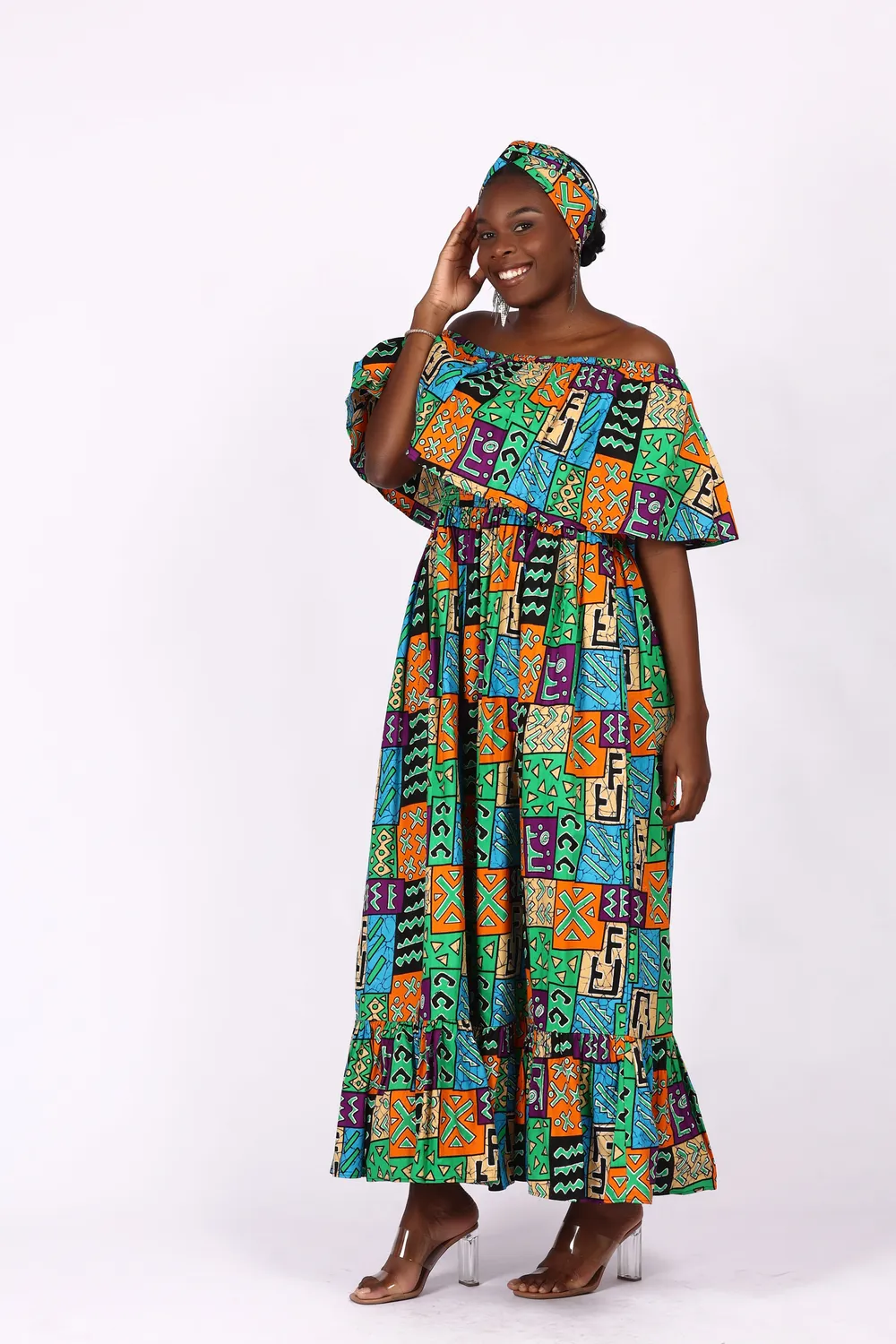 KAVAZI Off Shoulder Dress robe épaules dénudées avec bandeau