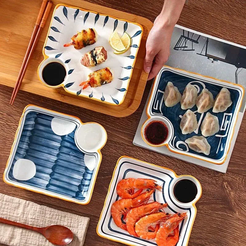 Japon style Plate With Sauce Bowl Hotaka service assiette bol sauce
