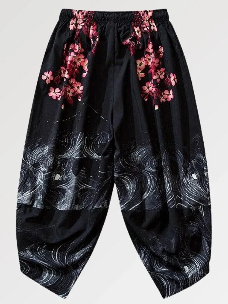 Japon style Tsushima pantalon motif japonais coupe ample