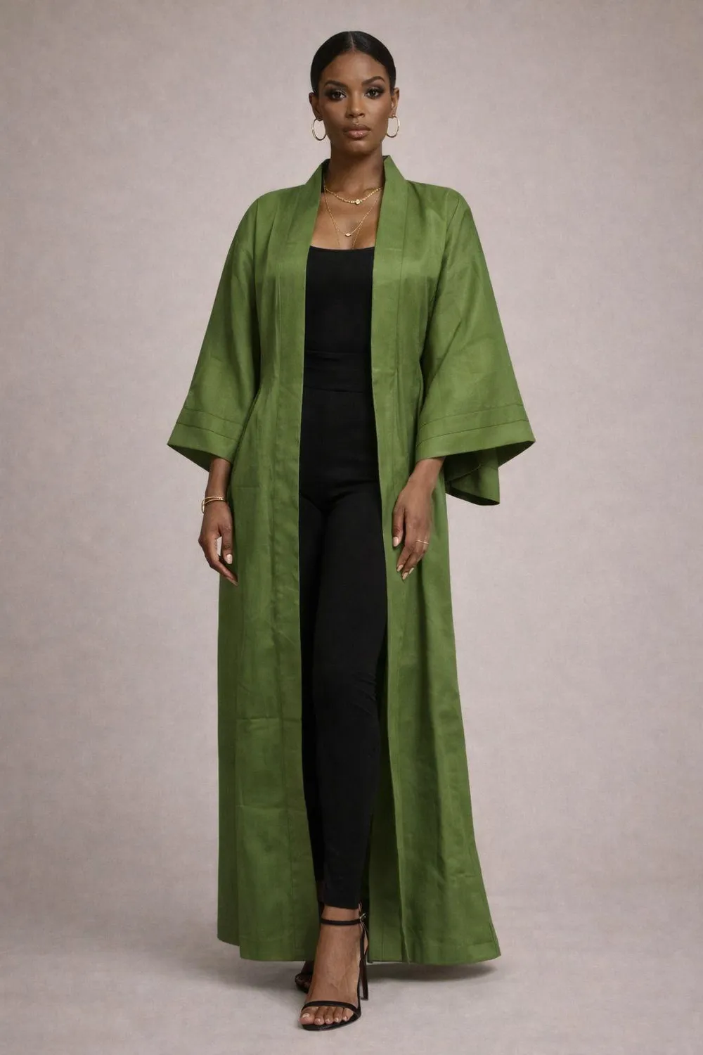 KAVAZI Solid Kimono femme coton avec ceinture