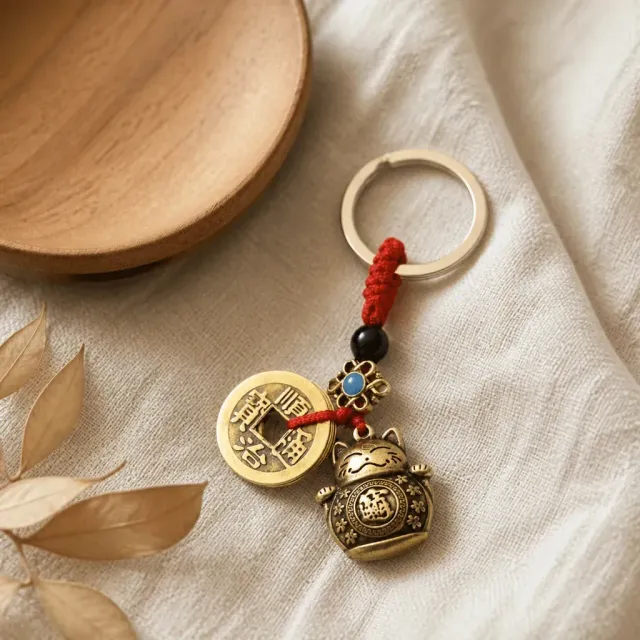 Esprit du Japon Porte-clés Maneki Neko Doré