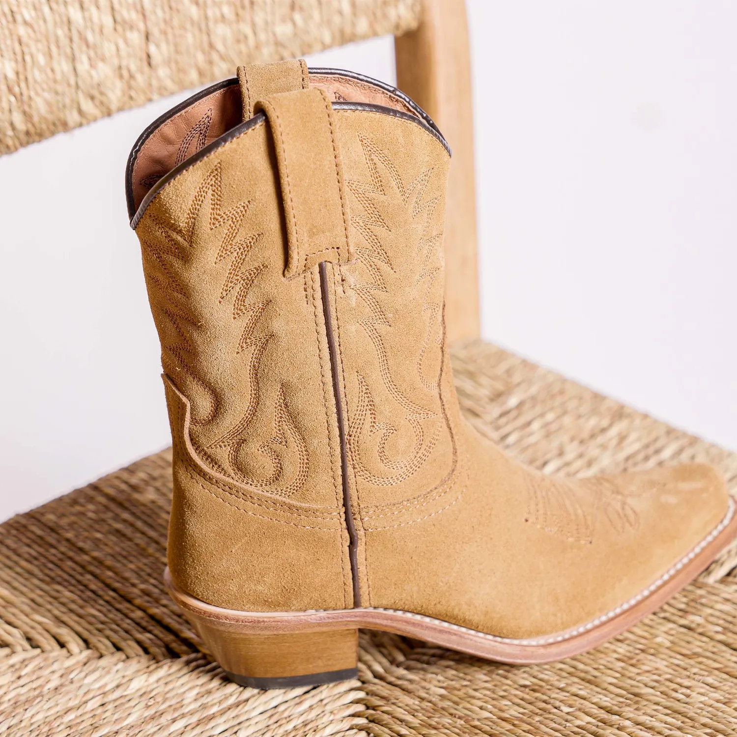 Mistral Santiag Afelpado bottes femme cuir velours