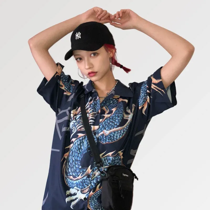 Japon style ryujin chemise japonaise femme dragon