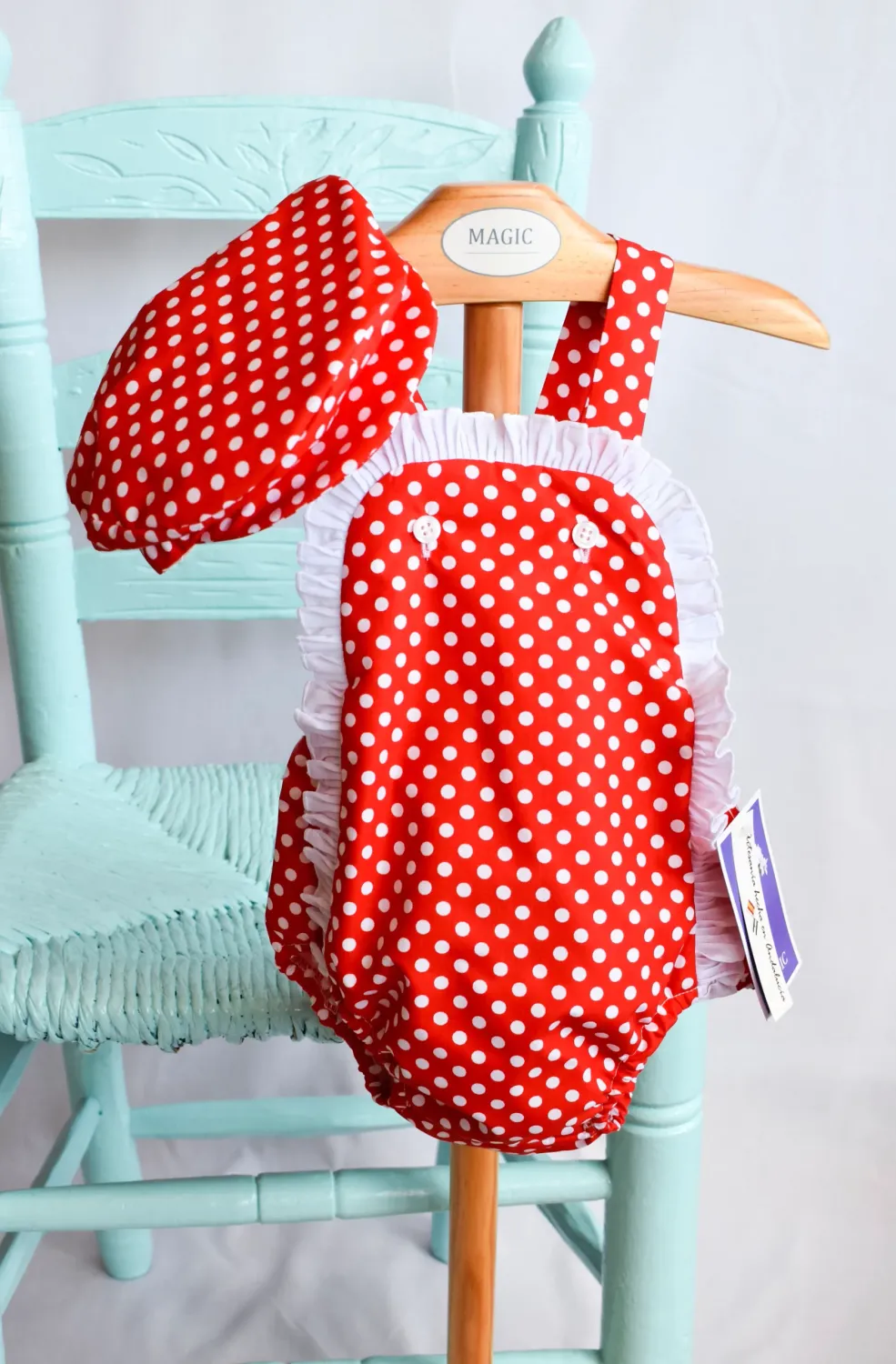 Viva La Feria Carlos ensemble bébé pois avec casquette