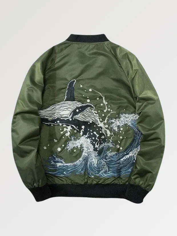 Esprit du Japon blouson sukajan baleine Kanagawa brodé