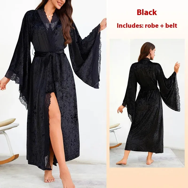 Esprit du Japon Peignoir kimono long femme velours