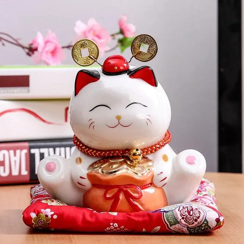 Japon style Maneki Neko Riche Cat tirelire porcelaine chance