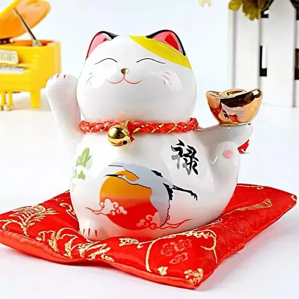 Esprit du Japon maneki-neko grue céramique 12 cm