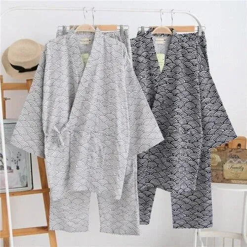 Japon style Seigaiha jinbei coton motif vagues