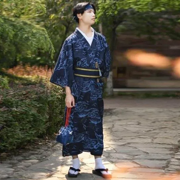 Esprit du Japon Araumi kimono homme bleu marine taille unique