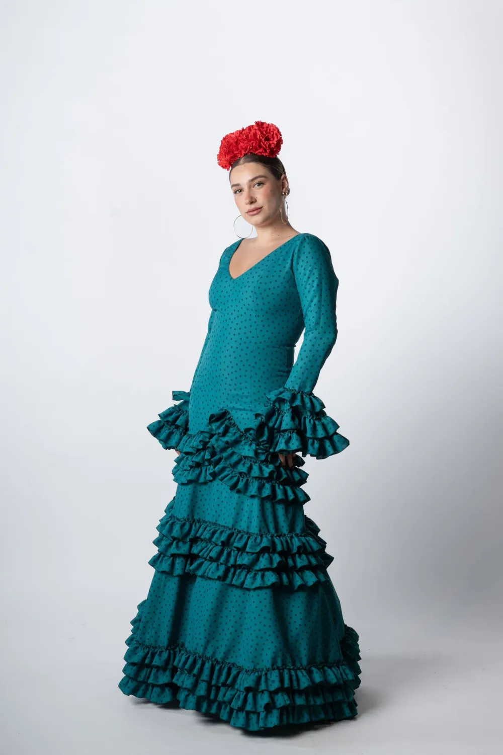 VIVA LA FERIA Canastero Esmeralda robe gitane bleu pétrole