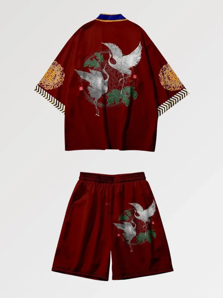 Japon style Tsuru Crown ensemble kimono grue