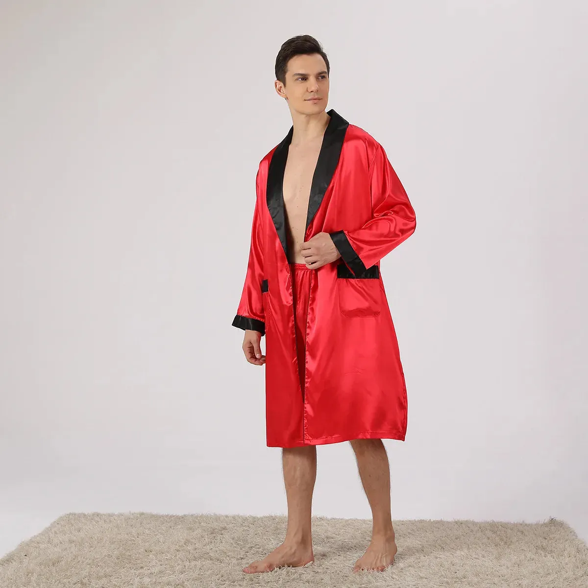 Esprit du Japon peignoir kimono homme satiné short