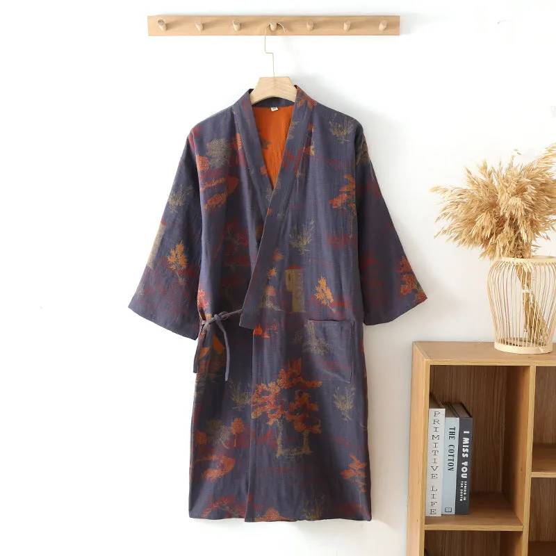Esprit du Japon Kimono Homme Coton motif paysage ceinture