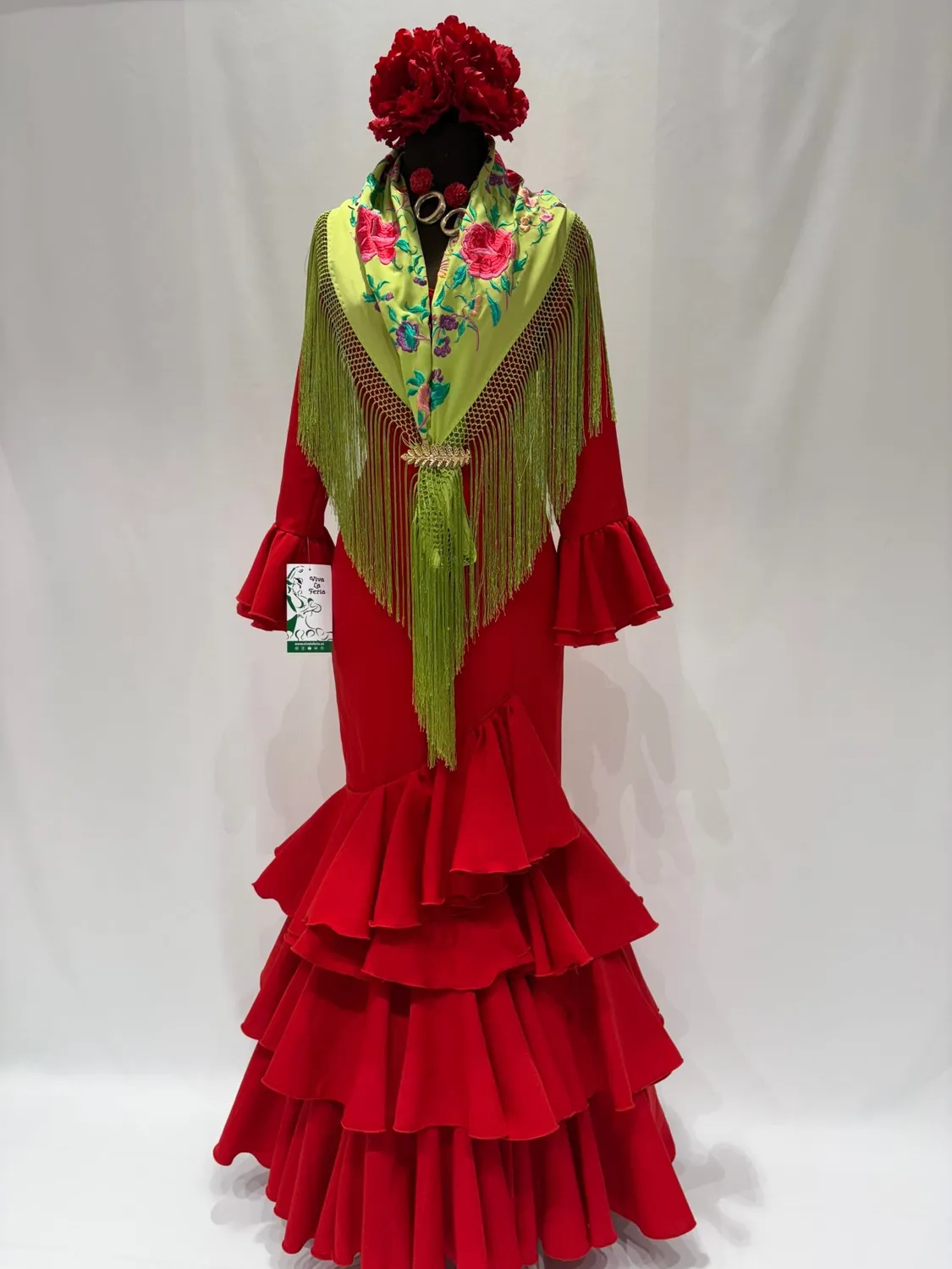 Viva La Feria robe flamenco rouge stretch à volants