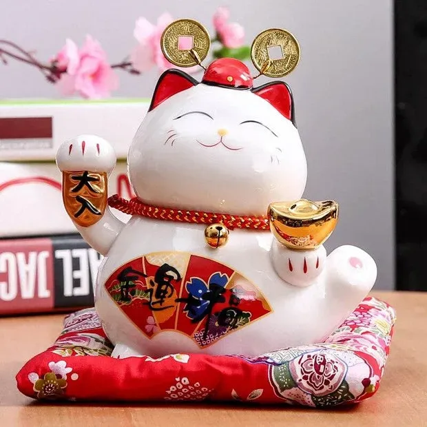 Esprit du Japon maneki neko éventail céramique 11 cm