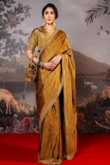 Rahul Mishra Anar Bel Blouse soie or antique col V