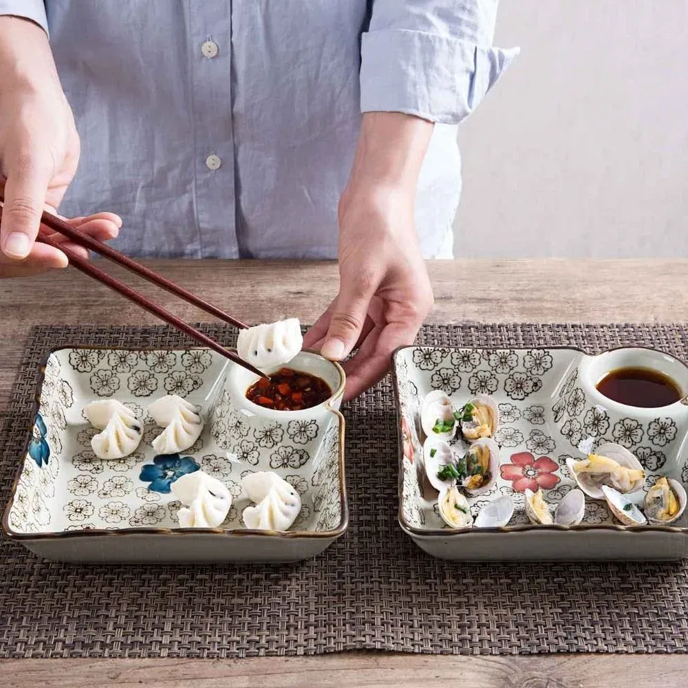Japon style Mita plat céramique avec bol à sauce