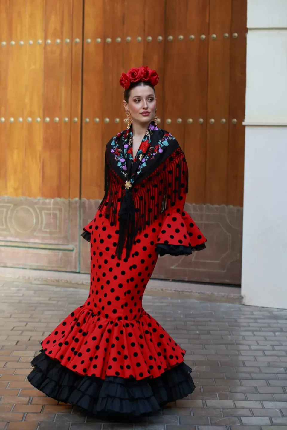 Viva La Feria Cristina robe gitane rouge et noir