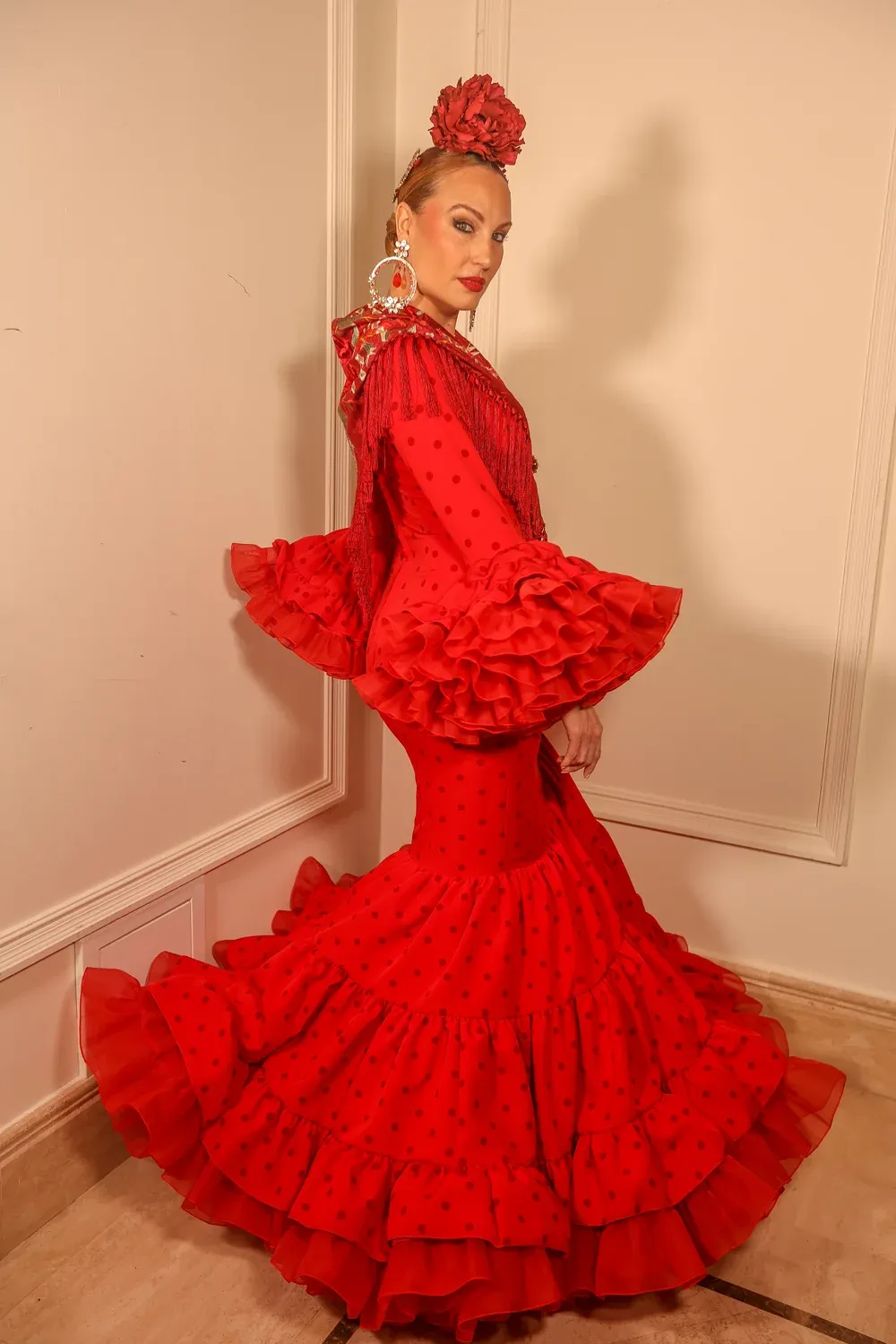 Viva La Feria María de la O robe flamenca à pois