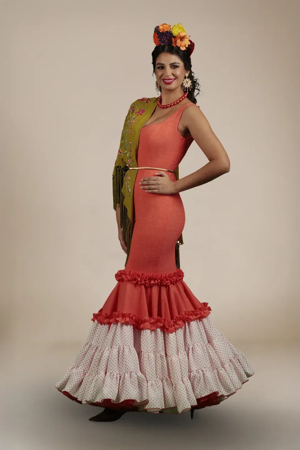Viva la Feria Doñana robe flamenca corail sirène