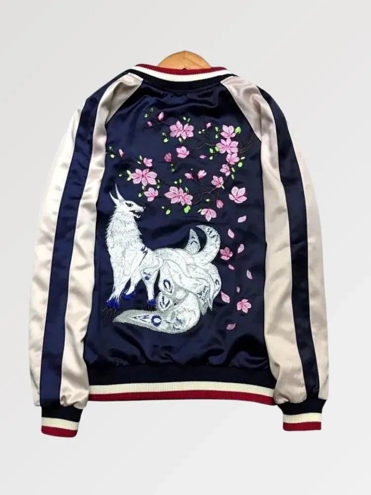 Japon style Sukajan Osaka eternal Kitsune veste en coton épais