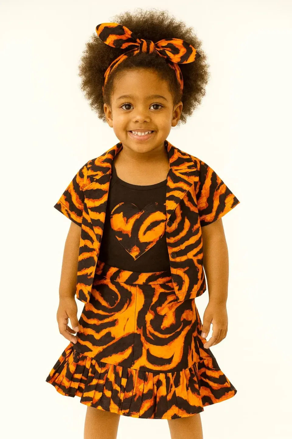 KAVAZI Ensemble africain fille 4 pièces jupe veste haut bandeau