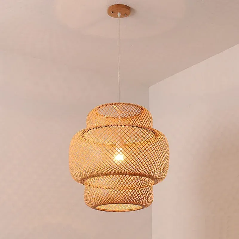 Japon style Lampe Suspendue Bois suspension naturelle