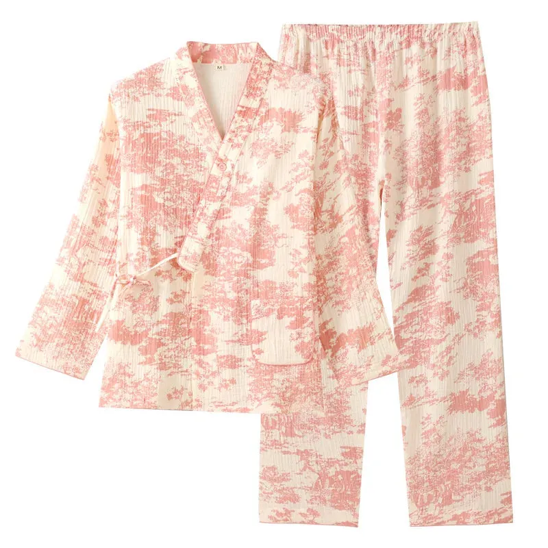 Esprit du Japon ensemble kimono gaze de coton veste pantalon