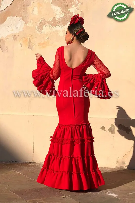 Viva la Feria Canastero robe flamenca rouge quatre volants
