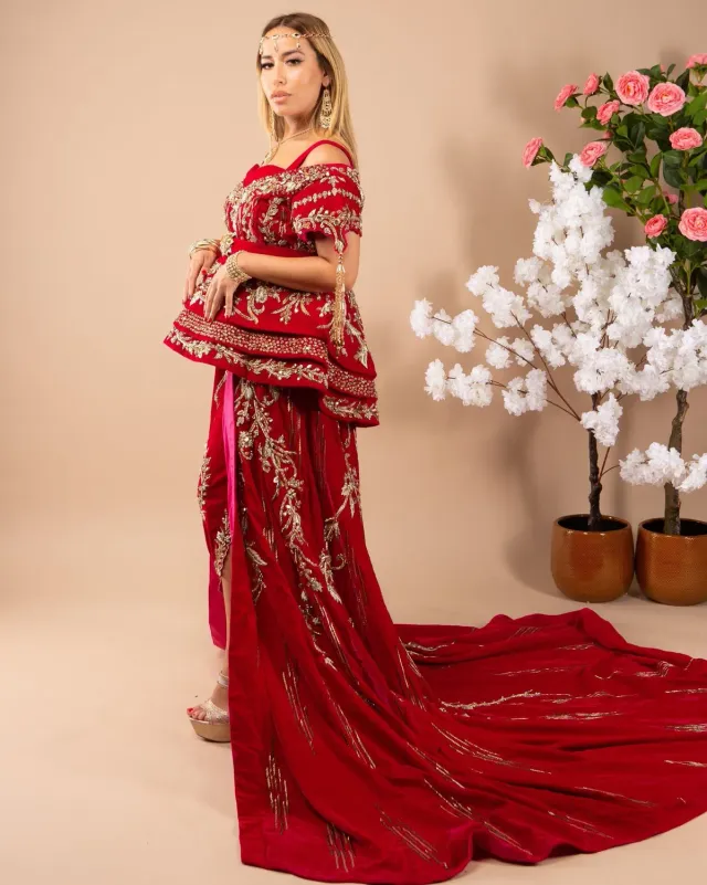 Célèbr'Orient Wahida karakou rose fuchsia perlé doré