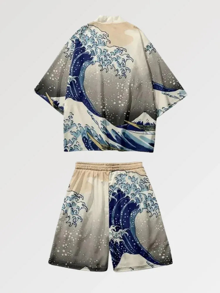 Japon style Hokusai ensemble kimono vague Kanagawa
