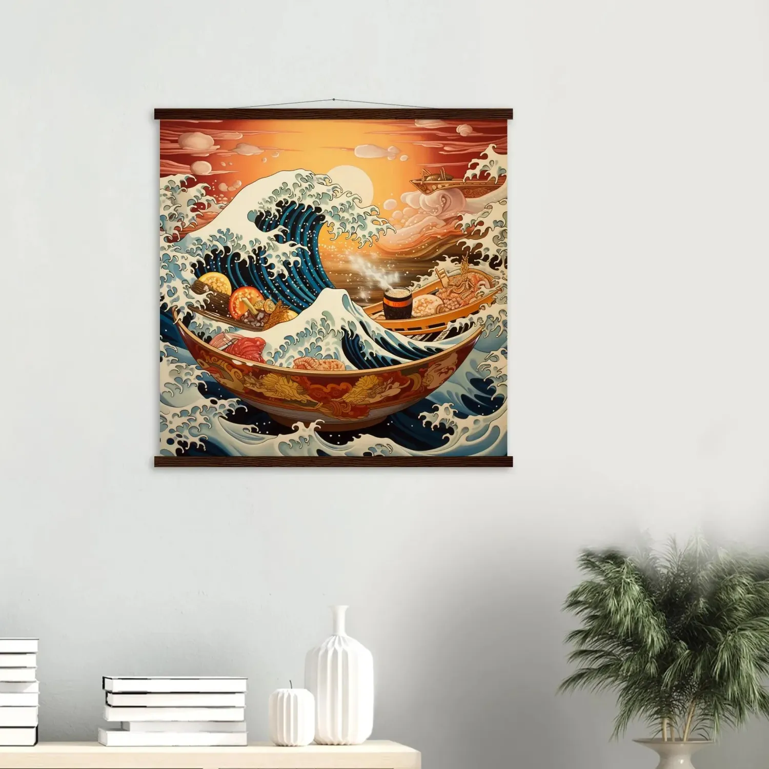 Japon style Kanagawa tableau art moderne vague